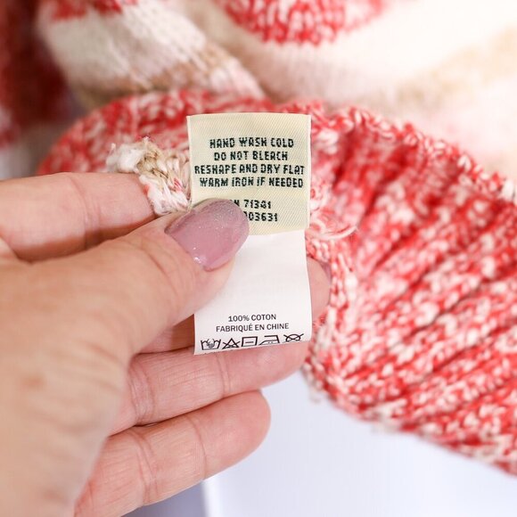 L.L. Bean Size L red/white marled long sleeve stripes knit pullover sweater - Picture 8 of 8